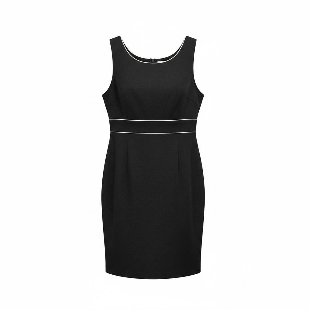 Alyn Paige Black Sheath Dress Size 11 
White Satin Piping Career Office Classic